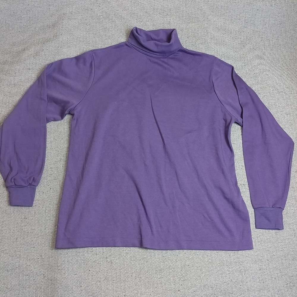 Lands End Turtleneck Women XL Purple Excellent 100% Cotton Long Sleeve USA Made
